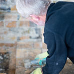Kigbeare Kiln Project - Svend laying out the base of the chimney